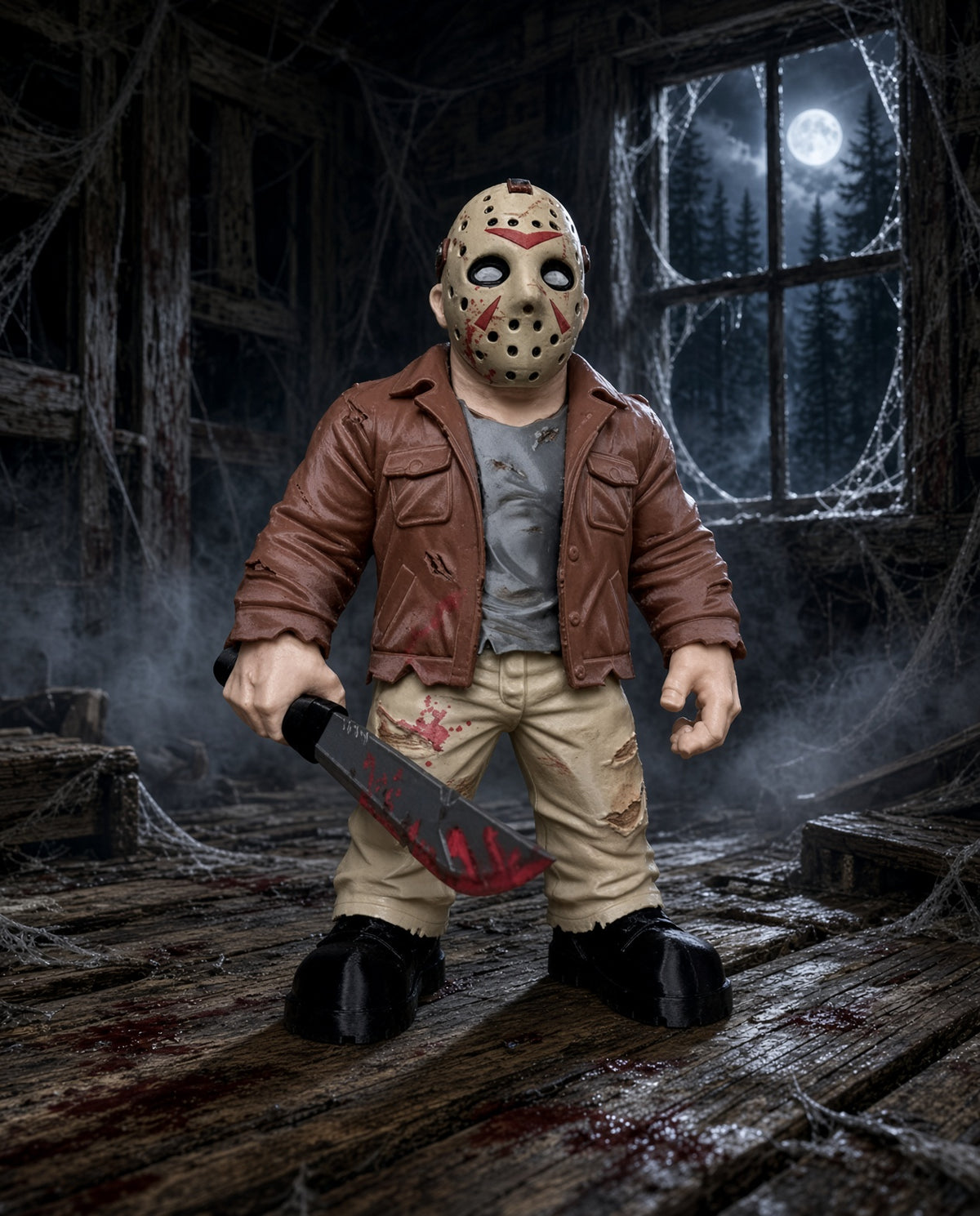 3D-printed Jason Voorhees horror figure featuring his iconic hockey mask and menacing appearance, perfect for horror fans and collectors.