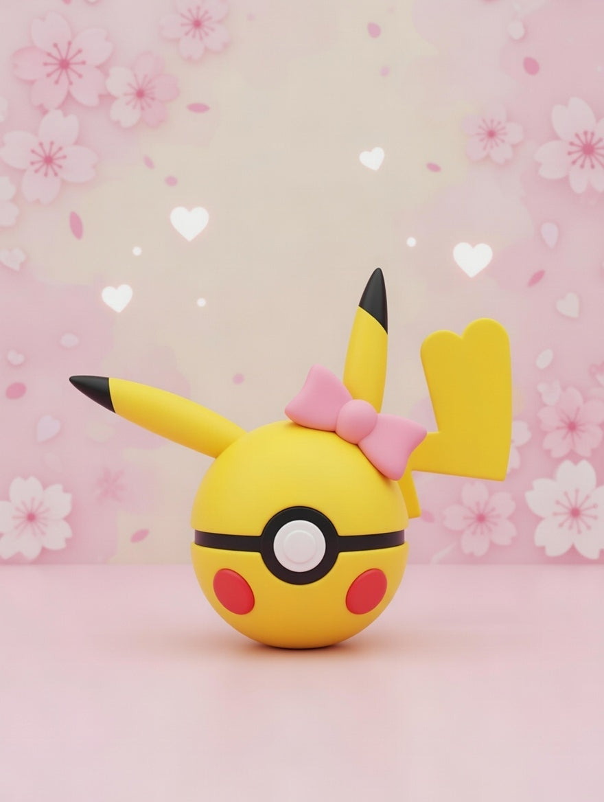 Yellow character with a pink bow on a pink background