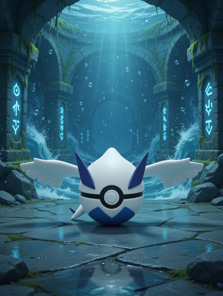 Animated character with a circular design and wings in a fantasy setting